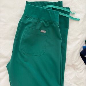 Figs Hunter Green High Waisted Livingston Scrub Pants